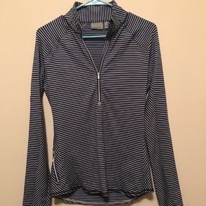 Navy and White Striped Athletic 1/4 Zip